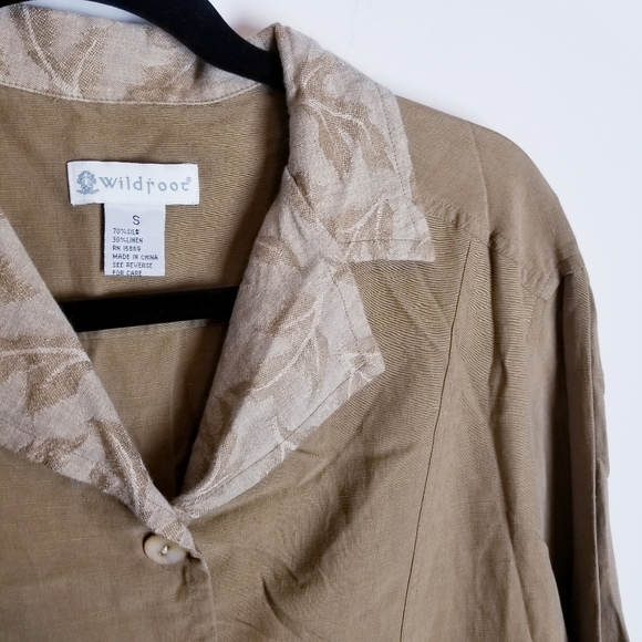 Wildroot linen silk long sleeve button shirt tan - Picture 2 of 10